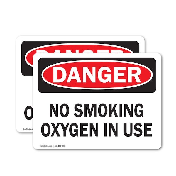 Signmission No Smoking Oxygen In Use OSHA Danger Sign, Vinyl Decal, 14in W x 10in L, 2PK OS-2PACK-CL-D-1014-L-19995 - main